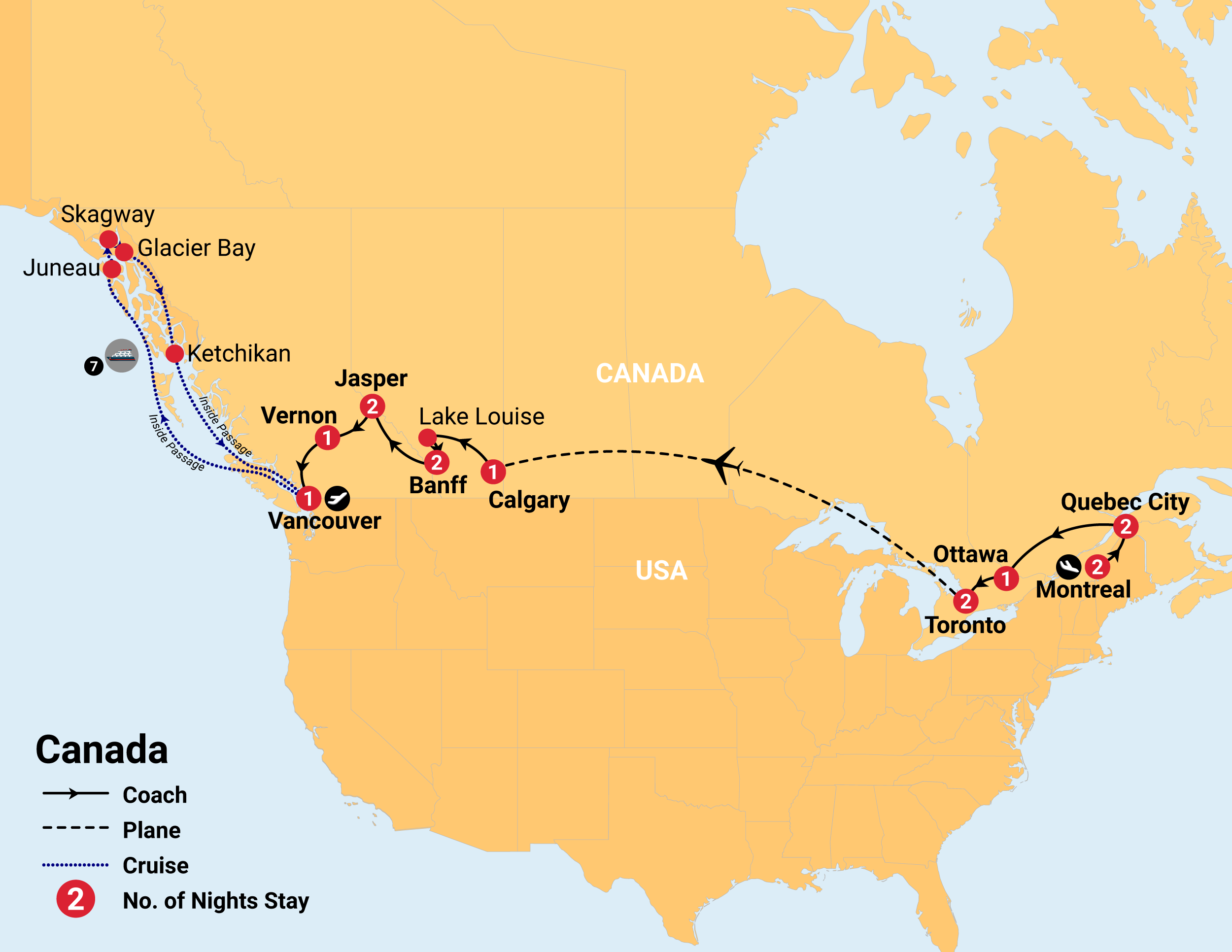 22 Day Highlights of Eastern Canada and the Rockies with Alaska Inside ...